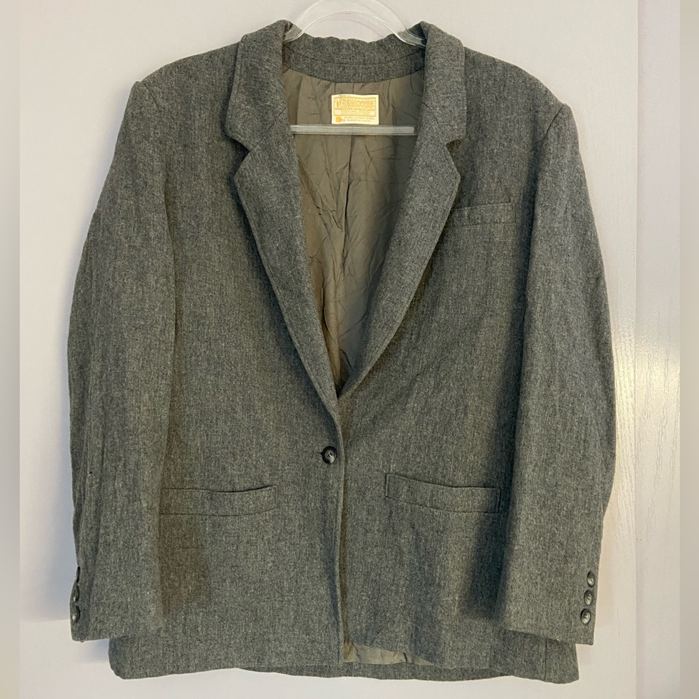 Vintage PENDLETON Grey Wool Blazer Jacket Women's Size M.
